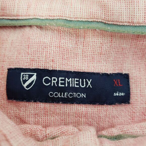 Cremieux Collection Mens Shirt Sz XL Short Sleeve Button Pink Flax Blend Pockets - Picture 7 of 11